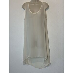 Bryn Walker Womens Medium Ivory Silk Sleeveless Hi Low Tunic Dress Layer